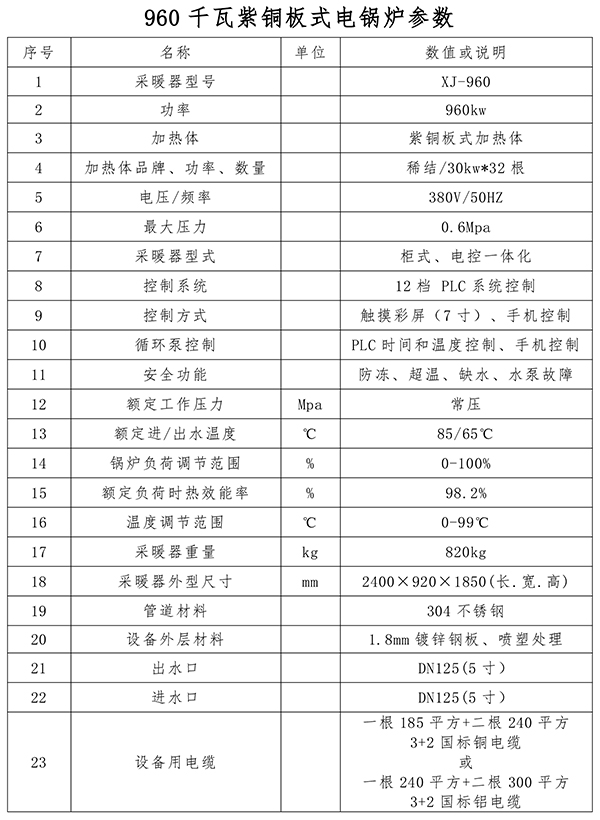 960kw紫铜板式电锅炉